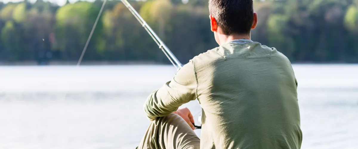 Angler at a UK river bank